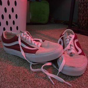 Vans Red and White Sneakers